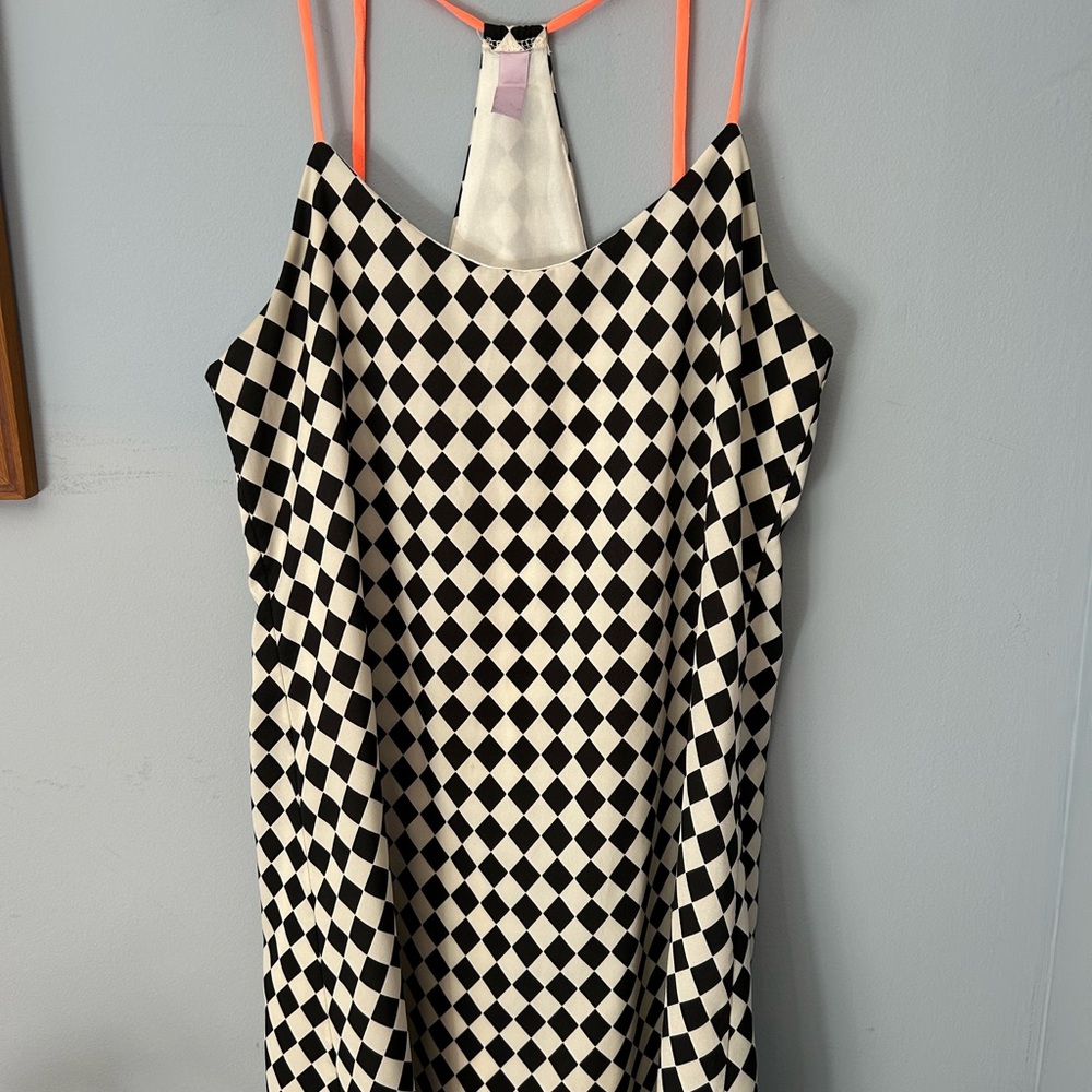 Checkerboard black & white mini dress